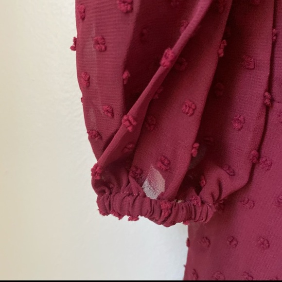 Burgundy billow Sleeve evening Dress - Picture 8 of 9